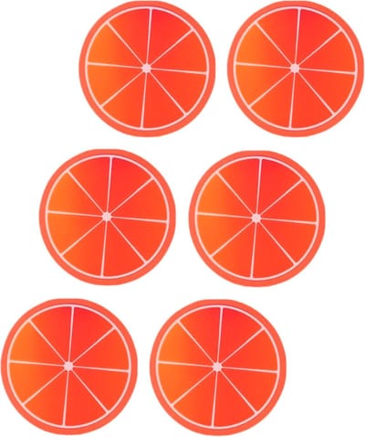 Fruitige Siliconen Onderzetters - Fruit Collectie - 6 Stuks - 9cm - Sinaasappel