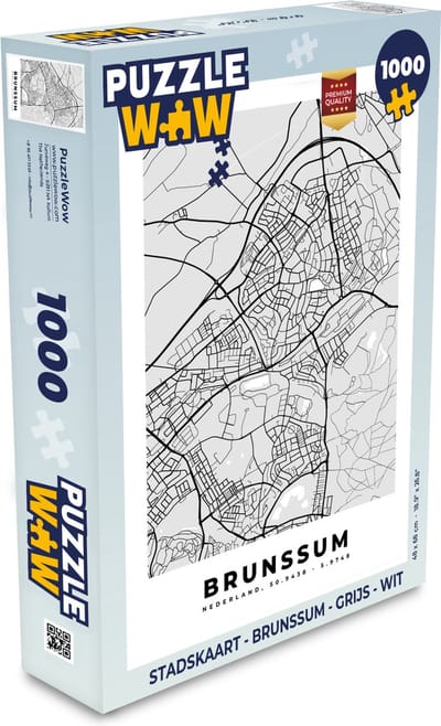 Puzzel Stadskaart - Brunssum - Grijs - Wit - Legpuzzel - Puzzel 1000 stukjes volwassenen - Plattegrond