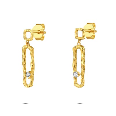 Twice As Nice Oorbellen in 18 kt verguld zilver, rechthoekig ontwerp Goudkleurig 00