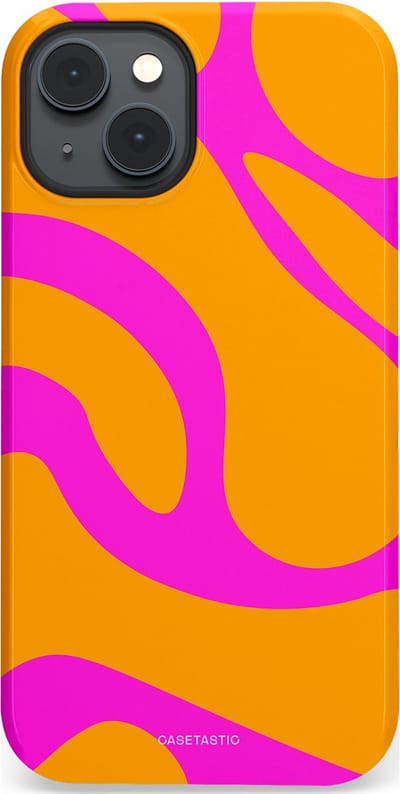 Casetastic Hoesje Geschikt voor Apple iPhone 14 Plus Magsafe - Stijlvolle Beschermende Duo-layer Case - Zonnige Zebra Roze-Oranje