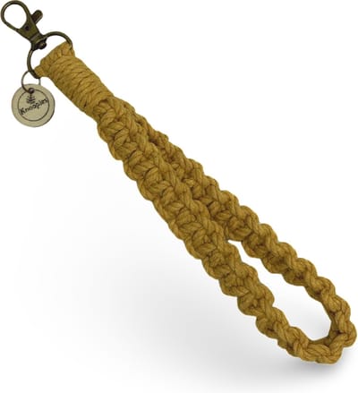 Polskoord Sleutelhanger - Okergeel - Katoenkoord - Handgemaakt in ons Macramé Atelier - Prijs per Stuk - Inclusief Verzendkosten