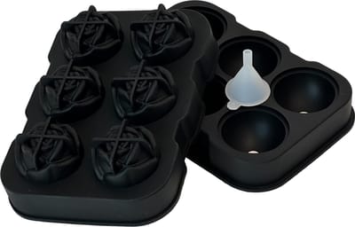 IJsblokjesvorm, silicone, ijsblokjeshouder, 6 rozen, ijsblokjeshouder met deksel, BPA-vrij, voor gekoelde dranken, cocktails en sapdranken, zwart