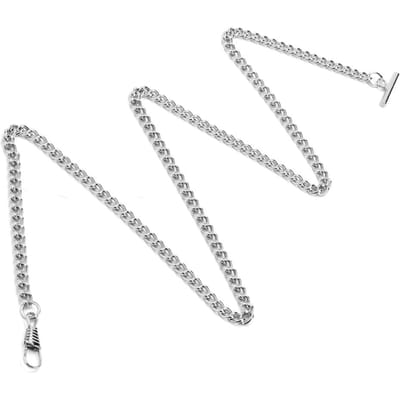 65cm Lengte Retro t Bar Zakhorlogeketting Hangerhouder Metaal Zakhorloge Accessoires Zilver white