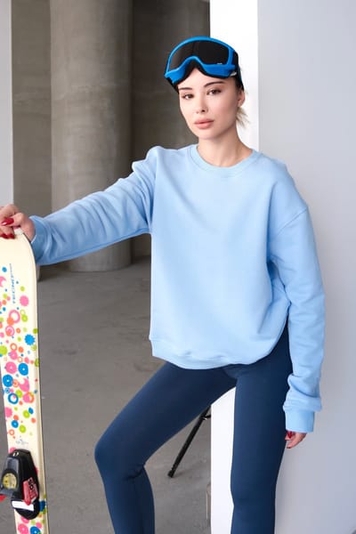 JUSTEVER Crew Neck Basic Patroon Blauw Dames Sweatshirt Trainingspak Top - Aura