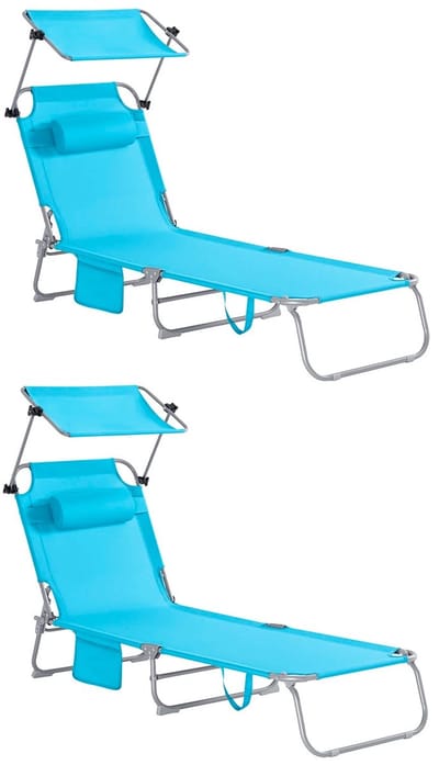Bresht Ligbed - Ligbed tuin - Zonnebed - Ligstoel - Ligstoel tuin - Verstelbare leuning - Driedelig - Zijvak - 195 × 63 × 90 cm