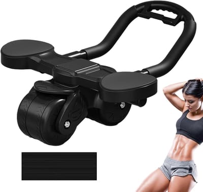 Buikspierroller - Fitnesswiel - Core Training - Automatische Rebound - Extra Breed Wiel - Zwart