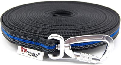 Hondenriem Rubber - Slepen lijn - Veilige grip - Antislip draden - 10 meter - Zwart blauw