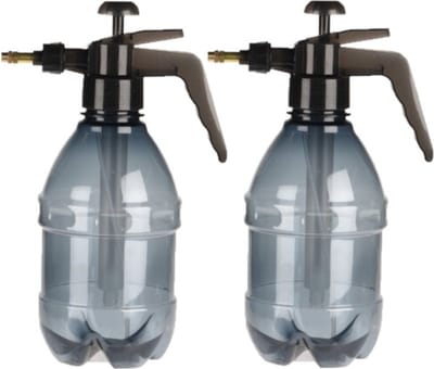 Set van 2x stuks kunststof drukspuiten/plantensproeiers zwart 1,5 L - Waterverstuivers