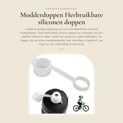 Dailygoods- Modderdoppen 20 mm - Siliconen Dop - Herbruikbare Vervangende Dop - Waterflesaccessoires - Modderbestendig - Veilig en Hygiënisch - Flesdop