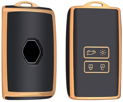Autosleutel Hoesje geschikt voor Renault - Sleutelcover - TPU Cover Sleutelhoes - Accessoires - goud