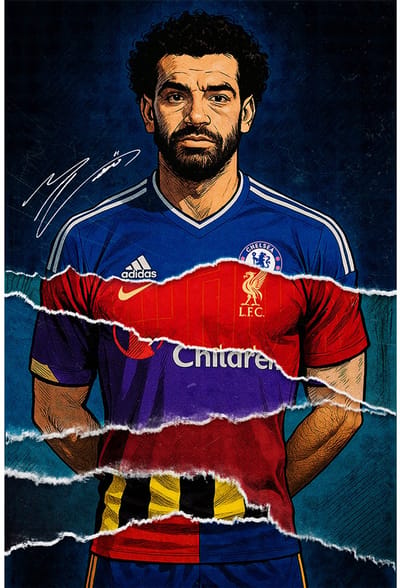 Mohamed Salah Poster - 43 x 61 cm - Shirt collection - Bekende Voetballer - Geschikt om in te lijsten - Voetbal posters