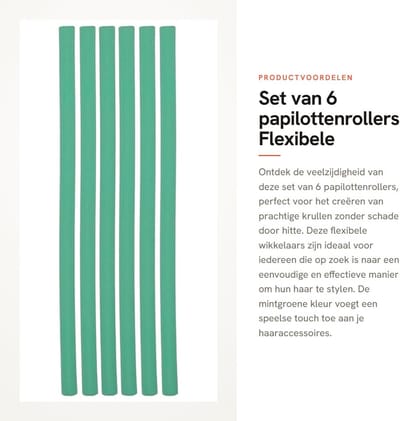 Dailygoods - Set van 6 papilottenrollers - Flexibele krulspelden - Eenvoudig in gebruik - Mintgroen - Krullend haar - Geschikt voor alle haartypes - K...