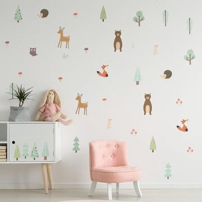 Muursticker voor Kinderkamer - Sticker Bos & Dieren - Muurdecoratie voor Kinderkamer