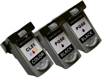 KATRIZ® huismerk ink 2x Canon PG50 Zwart & 1x CL51 kleur | Geschikt voor Canon Fax JX 200/210 P/500/510 P/Pixma IP 2200/2400;Pixma MP 150/160/170/180/450/460;Pixma MX 300/310