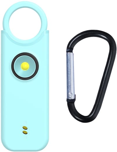 Persoonlijk Veiligheidsalarm lichtblauw – 135 dB Zelfverdedigingsalarm met LED Licht – Draagbaar & Oplaadbaar – Sleutelhanger Alarm voor Vrouwen, Kinderen & Ouderen – Veiligheid onderweg, hardlopen & reizen