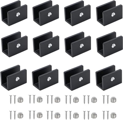 Verstelbare Glashouders Set van 12 Stuks, Aluminium Klemmen voor 8-10mm Dikke Ruiten, Ideaal voor Raam, Trap en Badkamergebruik