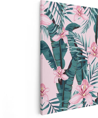 Artaza Canvas Schilderij Orchidee - 80x120 cm - Groot - Wanddecoratie Bloemen - Muurdecoratie Botanisch - Schilderijen Op Canvas Tropisch