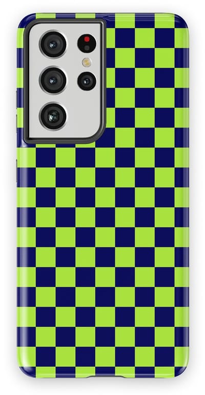 Design Hoesje Samsung Galaxy S21 Ultra | Geschikt Voor Mag | Tiny Squares Checkered Print | Backcover Samsung Galaxy S21 Ultra Acid Grid