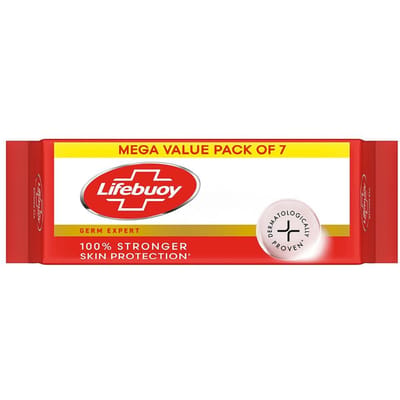 Lifebuoy Total 10 Bacteriebescherming Badzeep 125 g (Combinatiepakket van 7)|| Beschermt Tegen Virussen en Bacteriën - Combinatieaanbieding red