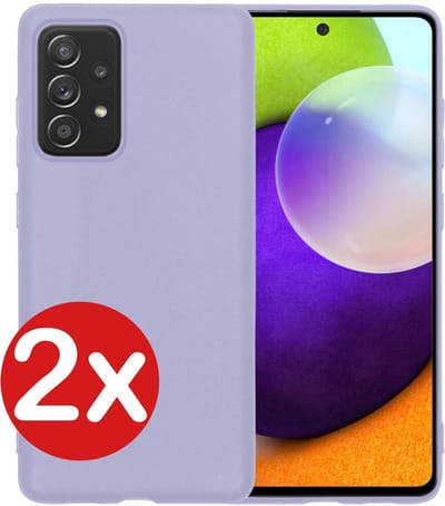 Hoesje - 2 Stuks - Geschikt voor Samsung Galaxy A52 - Sterk & Shockproof - Telefoonhoes - Back Cover - Case Siliconen - Telefoon Hoes - Lila