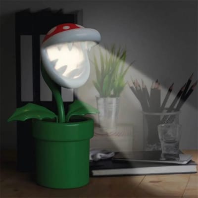 Super Mario Piranha Plant Lamp – Officieel Gelicentieerde LED‑Bureaulamp met Flexibele Kop, 33 cm Hoog, USB‑Voeding- Paladone