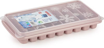 Plasticforte ijsblokjes tray - oud roze - kunststof - 26 x 13 x 4 cm - flessenhals ijsstaafjes - 9 vakjes