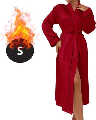 Nivard Satijnen Jurk - Slipdress - Pyama Dames - Badjas - Ochtendjas - Kimono - Erotisch - Kamerjas - Rood S