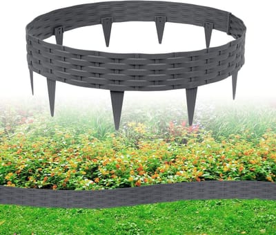 Gazonrand Kunststof - Tuinpalissade Bloembakrand - Tuin Afbakenen - Rotan Look Design - 40 meter - Antraciet