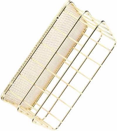 Multifunctionele Gouden Opbergmand van Draad, Ideaal voor Bureau, Snacks en Kleine Voorwerpen, Compact Formaat