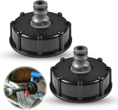 IBC-tankdop - 2-stuks - IBC-tonklep - geschikt voor S60x6 IBC-accessoire - 1/2" afdekking met schroefdraad - IBC-watertankdopadapter - geschikt voor het aansluiten van tuinslang - IBC-regenwatertank