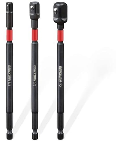 Steeksleuteladapterset voor verschillende formaten 1/4" 3/8" 1/2" - 3 Stuks
