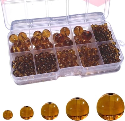 Famanu – Kristallen glazen kralen mix 470+ stuks – Bruine ronde kralen 4/6/8/10/12 mm – Voor bedels, hangers en knutselwerk