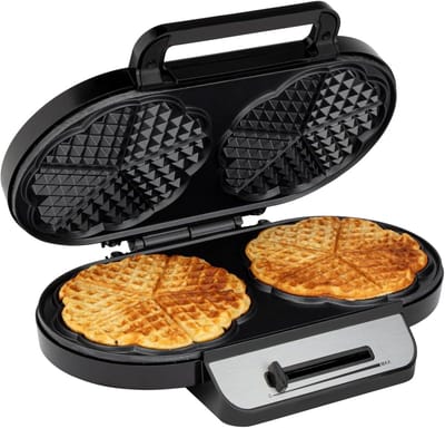 Wafelijzer met 2 bakoppervlakken | Traploos instelbare bruiningsgraad voor perfecte wafels | 1200W