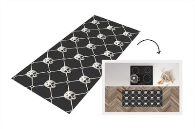 Keukenloper - Loper keuken - Patronen - Skull - Botten - Piraten - 120x50 cm - Keukenloper vinyl