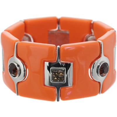 Behave – Armband dames elastisch – oranje retro glamour – 3,5 cm breed