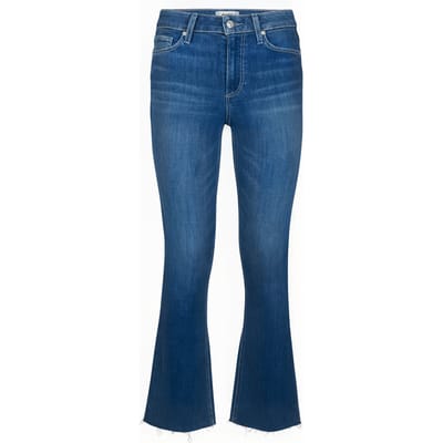 PAIGE Colette Crop Flare Raw Hem Hydrangea Distressed Size: W23 | Flared Outlet | Dames | Blauw