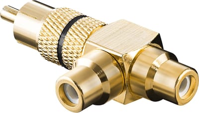 Powteq premium - RCA splitter - Gold plated - 1 x male, 2 x female - Zwart - Professioneel - Storingsvrij