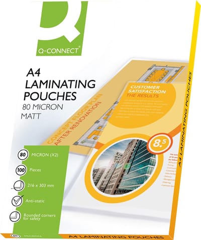 Q-CONNECT lamineeretui A4 2x 80 micron mat 100 stuks 15 stuks