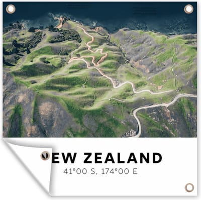 Tuin poster Zee - Nieuw Zeeland - Groen - 200x200 cm - Tuindoek