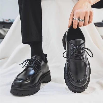 Zwarte Ronde Neus Heren Casual Schoen Brogue Leren Schoenen voor Heren Kantoor Hoogteverhogend Retro Elegant Volwassenen Klassiek Origineel 42 black
