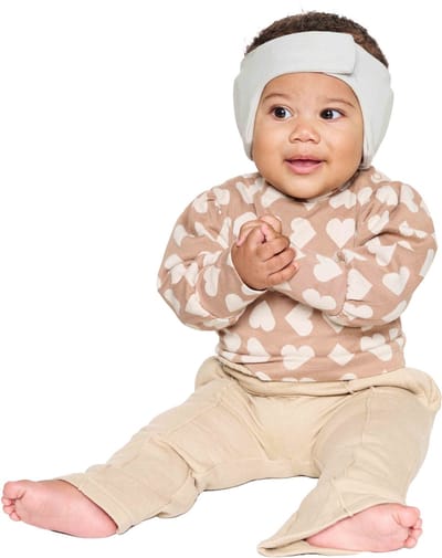 Dooky Baby Gehoorbescherming – Zachte Verstelbare Hoofdband – 6-12 Maanden - Grijs – Oeko-Tex Katoen – Licht & Comfortabel