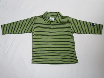 Petit Bateau - Jongens - Polo - Streepje , groen / marine - 1 jaar 74