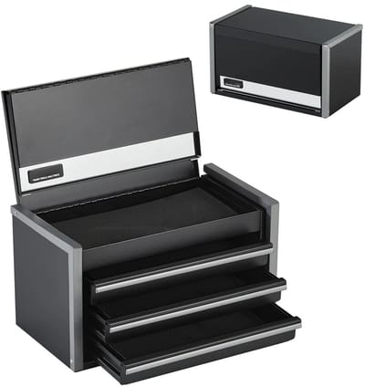 NordHaus Metalen Gereedschapskist - Gereedschapskoffer - Gereedschapsopbergbox - 3 Soepel Lopende Laden - 8,6 Inch Zwart