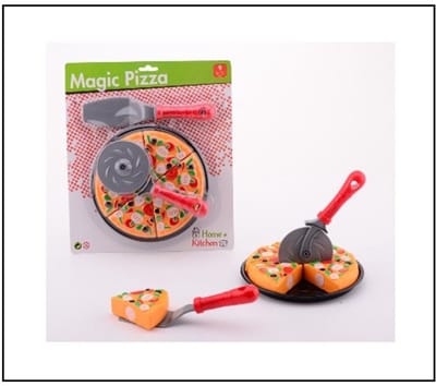 Johntoy Home and kitchen magische pizza - Speelgoedeten en -drinken - Multicolor - Kunststof - Puntjes met klittenband