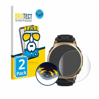 BROTECT - Screenprotector voor Huami Amazfit T-Rex 3 Pro (44 mm) - Folie Beschermfolie transparant volledig dekking - 2 Stuks