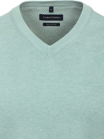 Casa Moda Heren Trui Met V-Hals Pima-Katoen 004430-318 Groen - 3XL