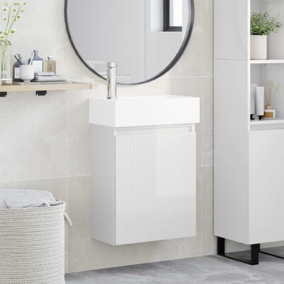vidaXL - Badkamermeubel - met - kraan - Hoogglans - Wit - 45,5 - x - 22,5 - x - 84 - cm