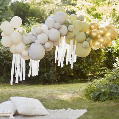 Ginger Ray Ballonboog DIY groen, crème, grijs en goud chroom Pakket
