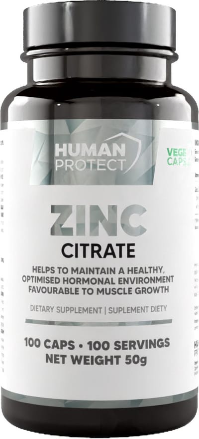 Human Protect - Zinc Citrate - 100 caps - 100 doseringen - zink - zinc - testosterone booster - testosteron booster
