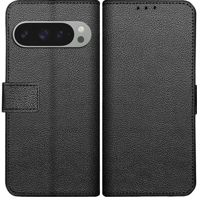Cazy hoesje geschikt voor Google Pixel 9 / 9 Pro Hoesje met Pasjeshouder - Bookcase Classic - Zwart